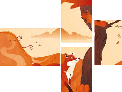 The fox and the squirrel - illustration adobe illustrator animal autumn fox illustration illustrator landscape landscape illustration squirrel vector illustration