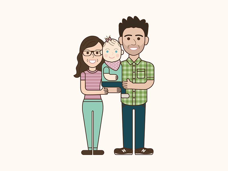 Happy Family vector portrait illustration family