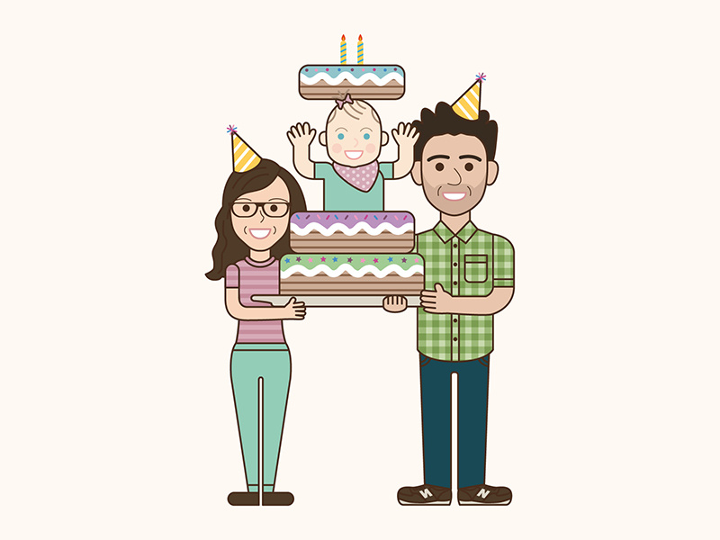 Happy Family Birthday vector portrait illustration family birthday