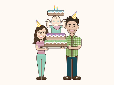 Happy Family Birthday birthday family illustration portrait vector