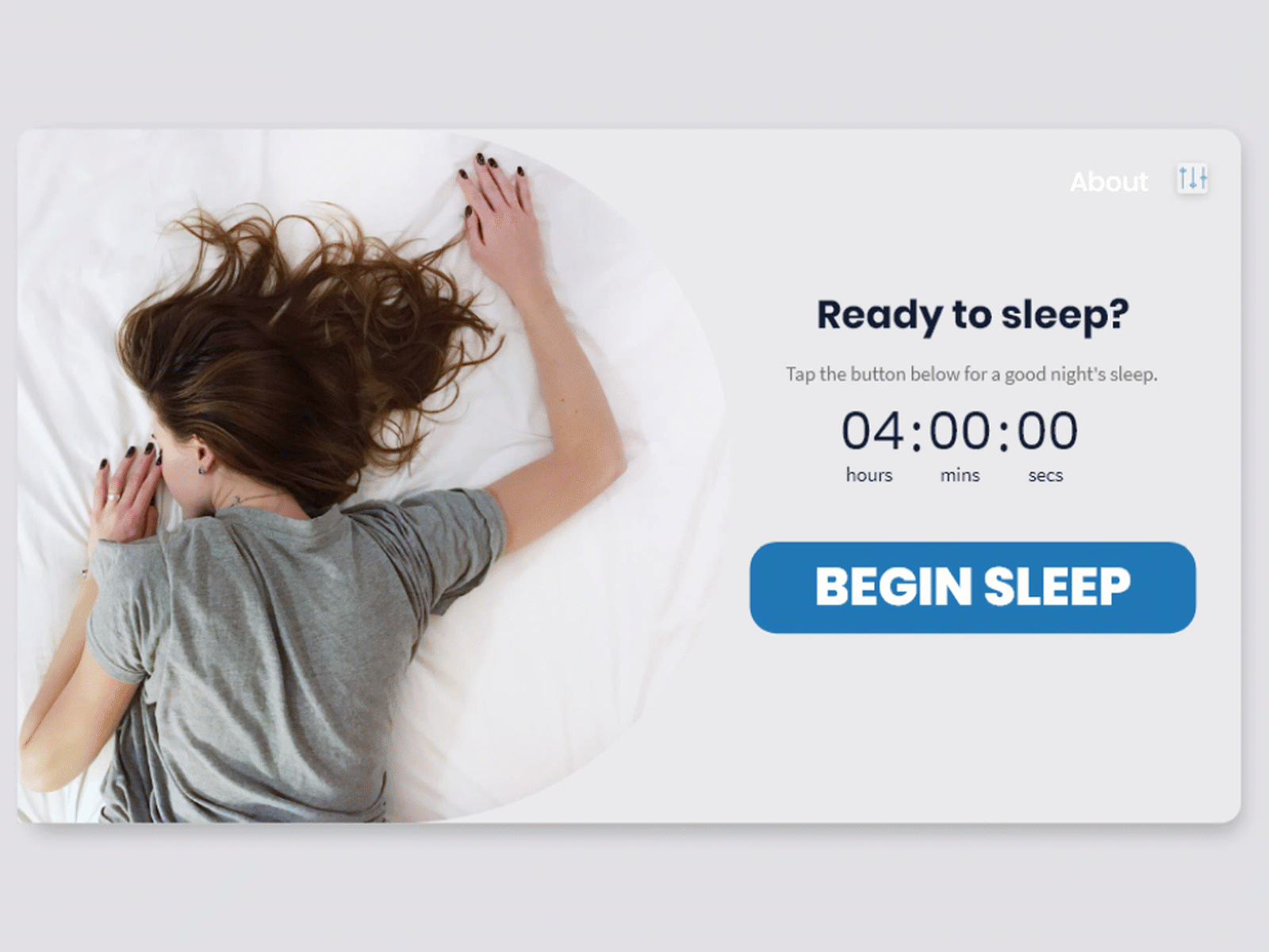 Daily UI : : 014 [Countdown Timer] app calm countdown countdown timer dailyui minimal sleep sleeping timer ui web