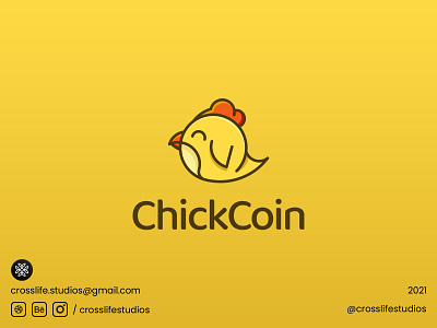 ChickCoin Logo animal branding business chicken clean coin concept creative crosslife design graphic design icon identity design logo logodesign money packaging web
