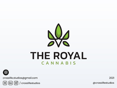 The Royal Cannabis Logo branding business cannabis clean concept creative crosslife crown design graphic design hemp icon identity design king logo logo design marijuana royal simple