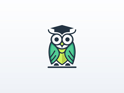 Graduated Education Owl Logo Design branding business cartoon clean college concept creative crosslife design education graduation graphic design identity illustration logo mascot owl student study tie