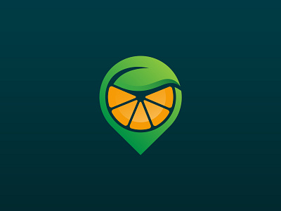 Pin Location + Orange Fruit + Leaf Logo branding business clean concept creative crosslife design food fruit graphic design illustration leaf leaves logo orange store