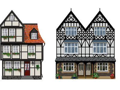 Classic half timbered German houses