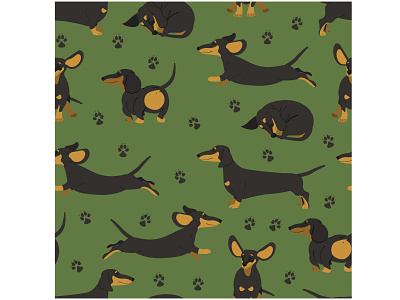 Dachshund seamless pattern background dachshund fabric illustration pattern print seamless