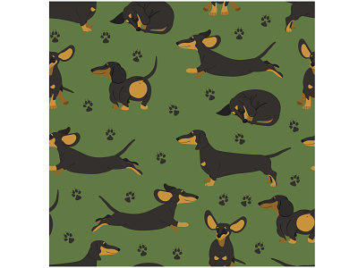 Dachshund seamless pattern