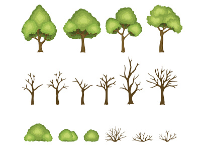 Trees and bushes bush element illustration tree