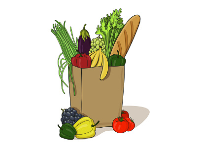 Package with products fruits illustration package products vegetables