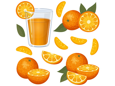 Orange element illustration juice orange