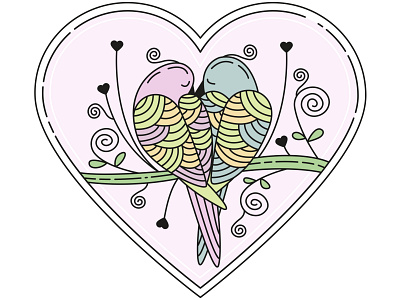 Love design element heart illustration love parrot