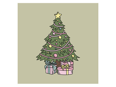 Christmas tree card christmas tree element gift holiday illustration