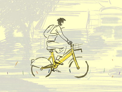 Bikemi bike city cyclist illustration milan