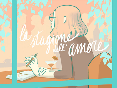 La stagione dell'amore book cover café drink editorial illustration girl illustration illustration love writing