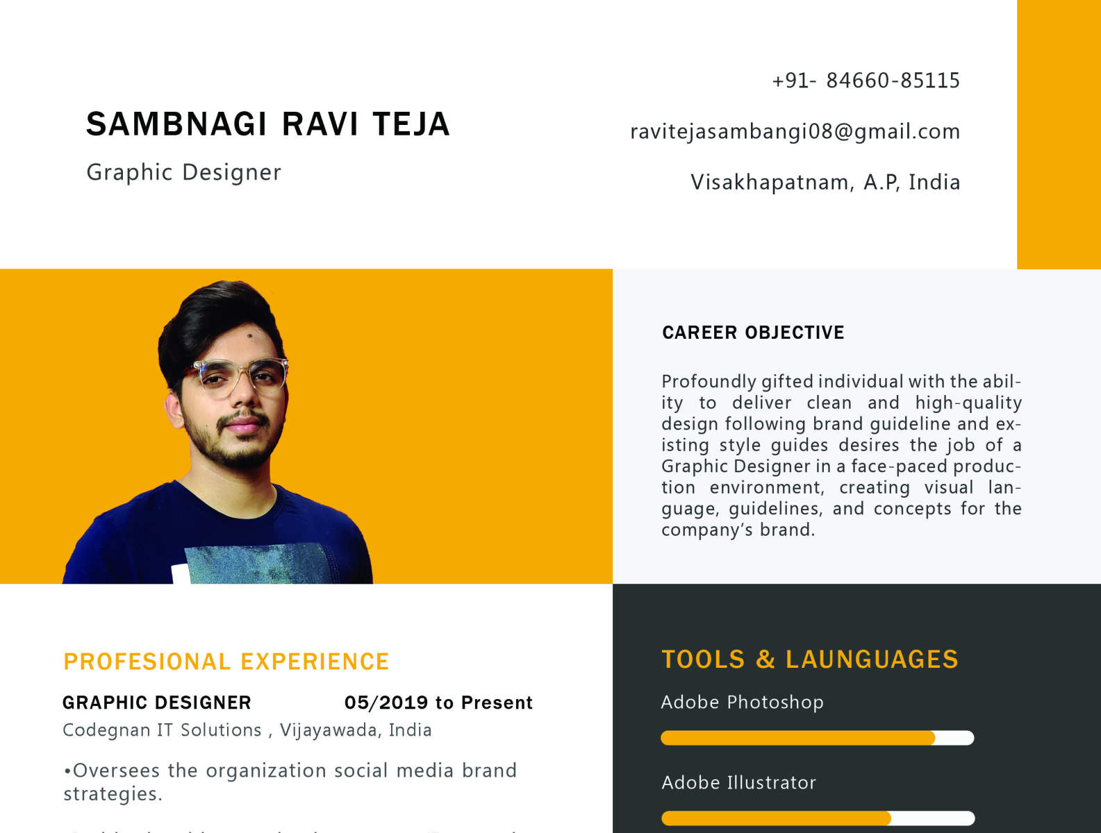 Creative Resume by Ravi Teja Sambangi on Dribbble
