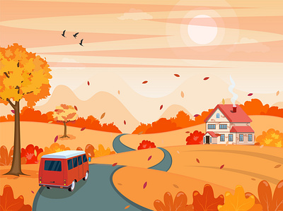 autumn design flat illustration vector