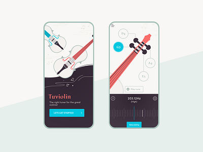 Tuvilion app application child illustration tuner ui ux violin violinist