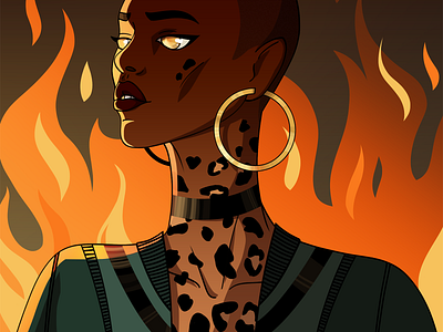 She 0206 character characterdesign cheetah flame illustration sketch wild
