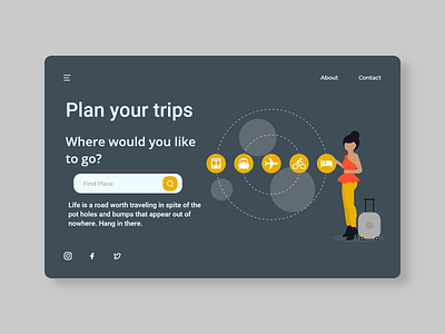 Landing page design for Customising travel - Web Application design icon illustration illustrator uidesign web