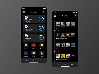 File Manager App UI design in Dark mode dark mode figma file manager ui design