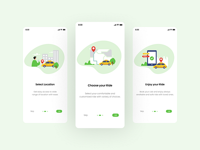 Cab booking app onboarding screen UI design cab booking app figma illustration uidesign