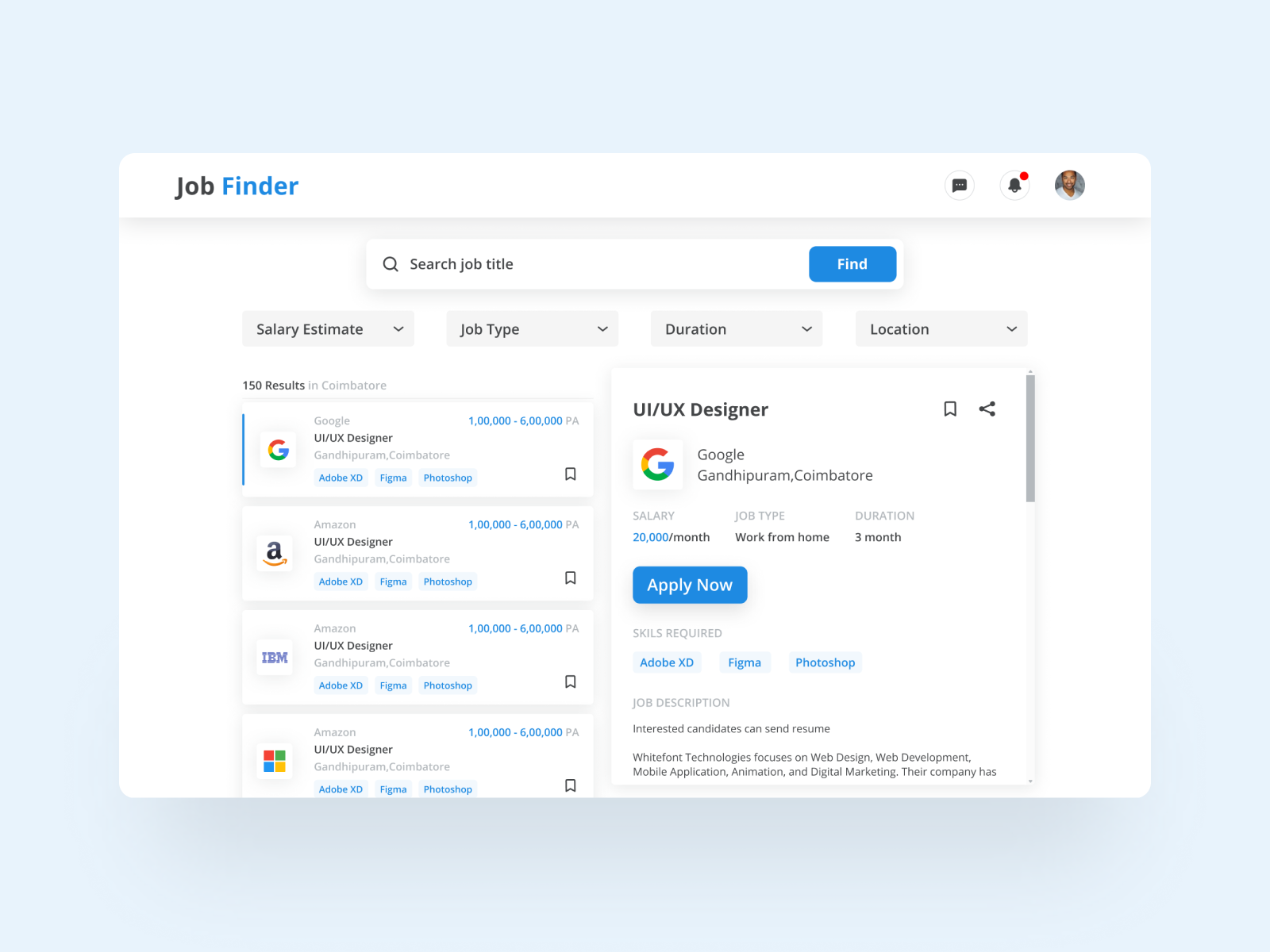 Job Finder Website UI Design by Aarthi on Dribbble
