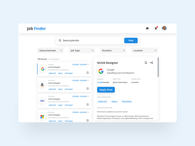 Job Finder Website UI Design figma job finder job seeker webdesig