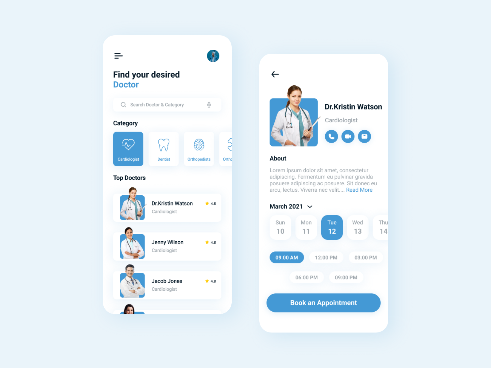 Doctor Appointment Booking App UI Design by Aarthi on Dribbble