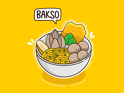 Food Illustration - Bakso (Indonesian Food) branding food food illustration graphic design illustration logo ui vector
