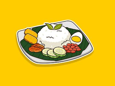 Food Illustration - Nasi Gurih (Indonesian Food)