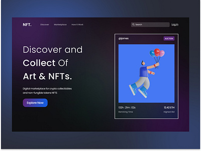 NFT Digital Art Marketplace - Landing Page design landingpage nft ui uidesign userinterface