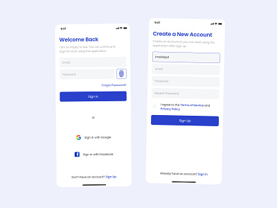 Sign In/ Sign Up - Mobile App clean figma mobileup signinmobile signup uidesign