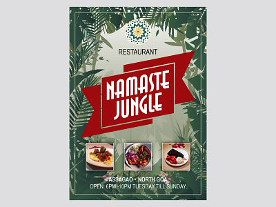 Namaste Jungle Restaurant - Flyer design cafe design designer flyer flyerdesign flyerdesigner food goa graphicdesign graphicdesigner jungle restaurant