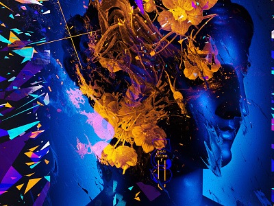K-U abstract blue club dark explosion face flower portrait statue techno uv
