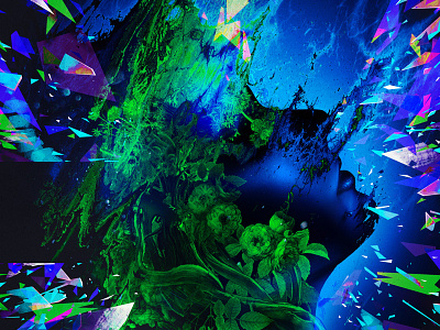 K-X abstract blue club dark explosion face flower girl portrait techno uv