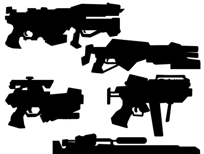 gun concepts sci fi black blocks silhouettes design digitalart silhouettes studies work in progress