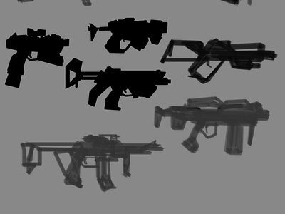 gun concepts volume silhouettes design digitalart illustration silhouettes work in progress