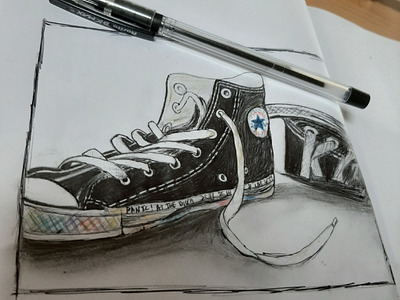 Inktober black converse gel pen ink inking inktober shoes sneakers