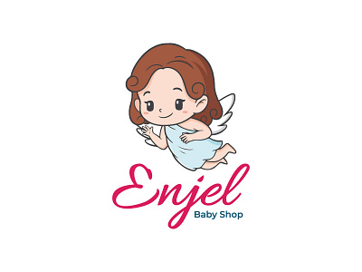 Enjel Baby Shop - Logo Design angle baby shop cute design graphic design illustration logo logo design logotype