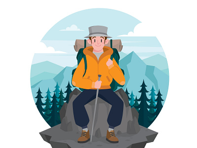 Backpacker - Illustration backpacks camping design graphic design illustration mountain traveling vector