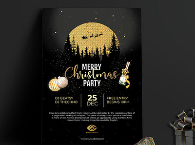 CHRISTMAS PARTY FLYER adobe illustrator adobe photoshop black christmas flyer christmas christmas flyer christmas flyer ideas christmas flyer mockup christmas flyer temoplate creative party flyer