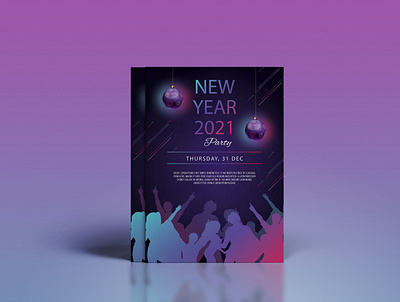 New Year Party Flyer 2021 flyer adobe illustrator adobe photoshop club club flyer club night dj flyer flyer design flyer template neon new year 2021 new year flyer new year poster night party flyer poster design purple flyer