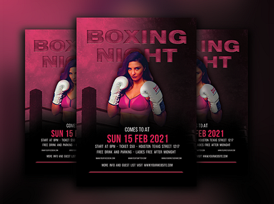 BOXING POSTER | BOXING FLYER adobe photoshop ai black boxing boxing flyer brand branding creative design flyer flyer template party flyer pink poster psd resling sports sports flyer sports poster