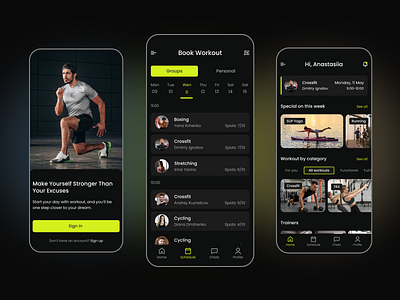 Fitness Booking App app application booking design fitness app gym membership mobile sport sports ui ux workout