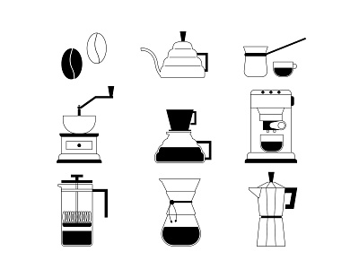 Coffee themed pictograms icons illustration minimal pictograms vector