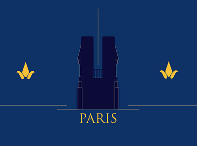 Paris design fleur de lis france illustrator logo lys minimalist night notredame paris vector