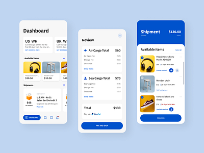 ShippingCart App UX blue branding software design ui ui design ux ux design