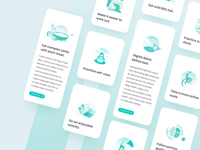 Habit cards - Fitness App Trainerize by Kroon Studio app card card design cards cards design cards ui design fitness fitness app illustraion illustrator nutrition ui design ux