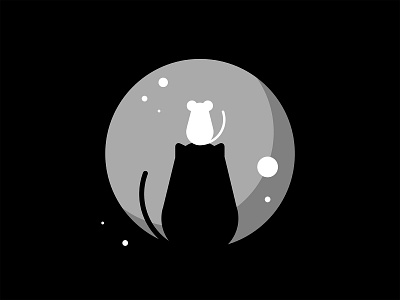 30 day challenge: Friend 30daychallenge art blackandwhite cat design friend graphic graphicart illustration illustrator moon mouse night simple illustration